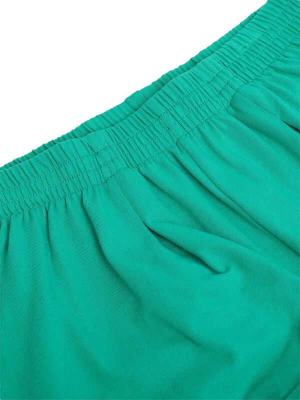 Girls White & Green Printed T-Shirt with Short Pants image number 2